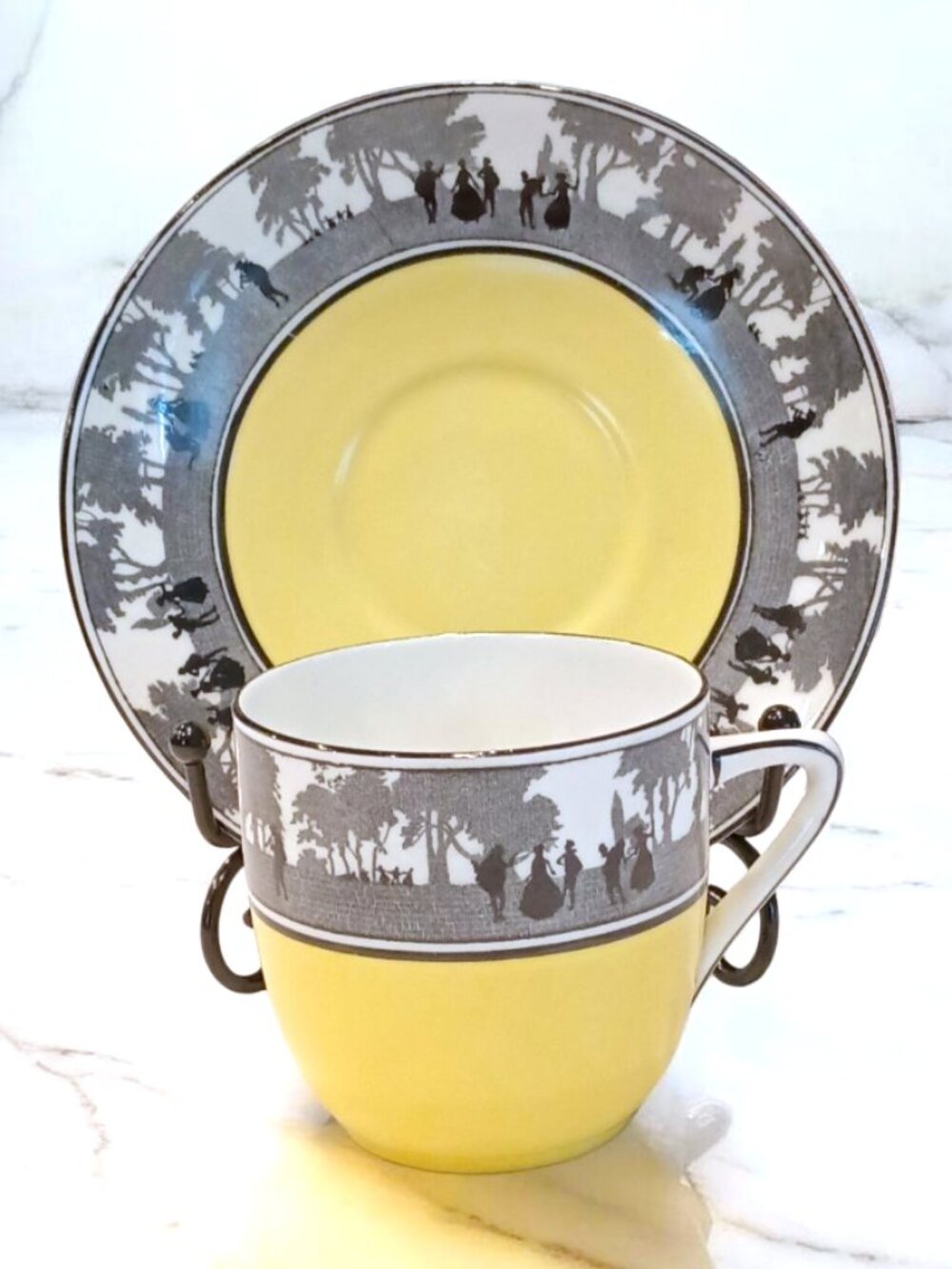 Rare 1930S Foley China Teacup - Coffee Set Silhouette Pattern Bone China England